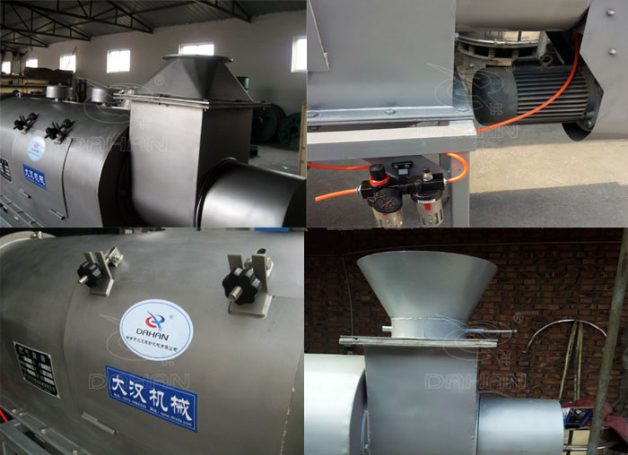 氣旋篩：電機(jī)，進(jìn)料口，氣壓裝置等特寫圖片