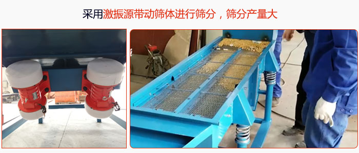 采用激振源帶動篩體進行篩分，篩分產(chǎn)量大。