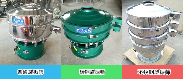醫(yī)藥振動篩常見材質(zhì)展示：碳鋼＋不銹鋼，不銹鋼，碳鋼等材質(zhì)展示